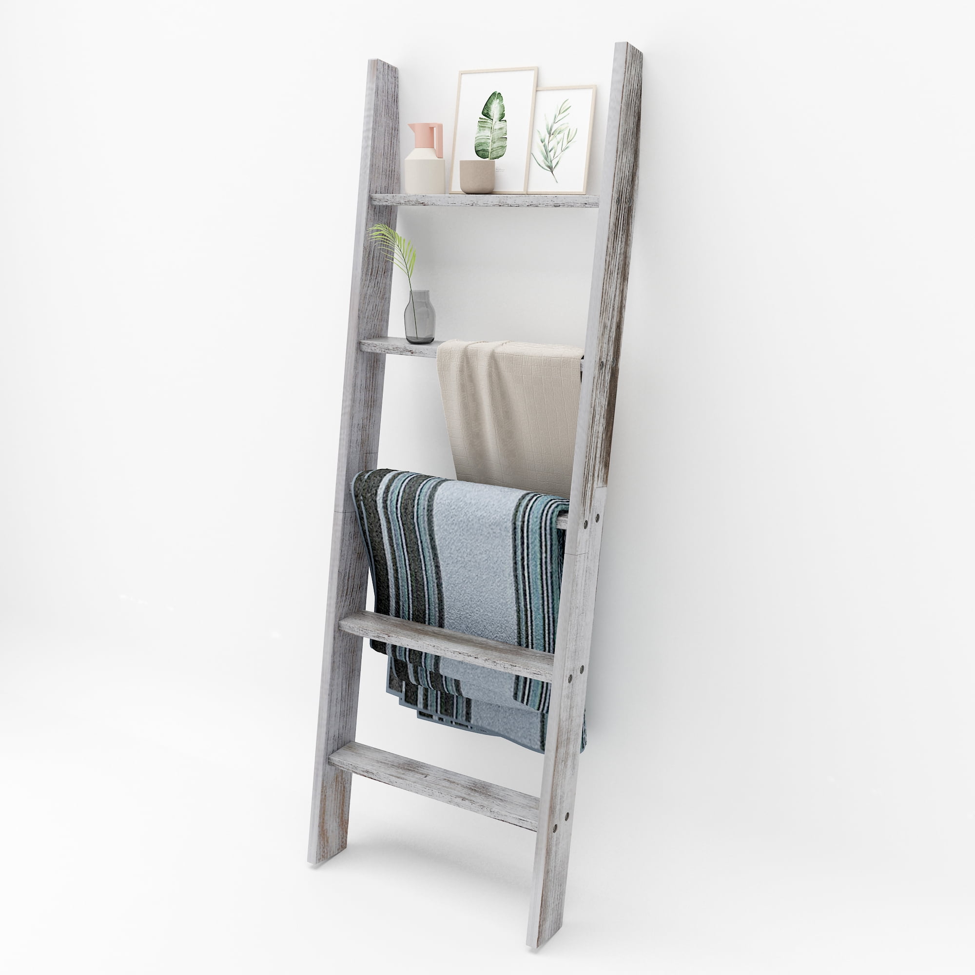 Jaxpety 4.5'H Blanket Ladder, Decorative Quilt Blankets Holder Rack