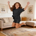 thumbnail image 5 of YunPes Girls Summer Casual Athletic Set Oversized Side Split Shirts and Biker Shorts Tight-fitting Shorts 2-Piece Outfits, 5 of 6