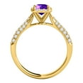 thumbnail image 3 of Mauli Jewels Rings for Women 3.46 Carat Diamond And Emerald Shaped Amethyst Ring pave 10K Yellow Gold, 3 of 7