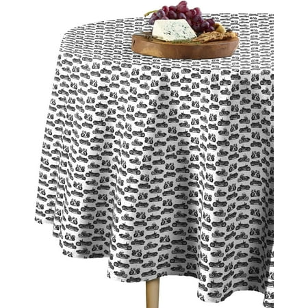 

Round Tablecloth 100% Polyester Machine Washable 60 Round Motorcycles