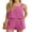 06-Hot pink, variant on Women's 2 Piece Square Neck Sleeveless Shorts Casual Set Women's Summer Top FP-Pink Fan Flower 2XL