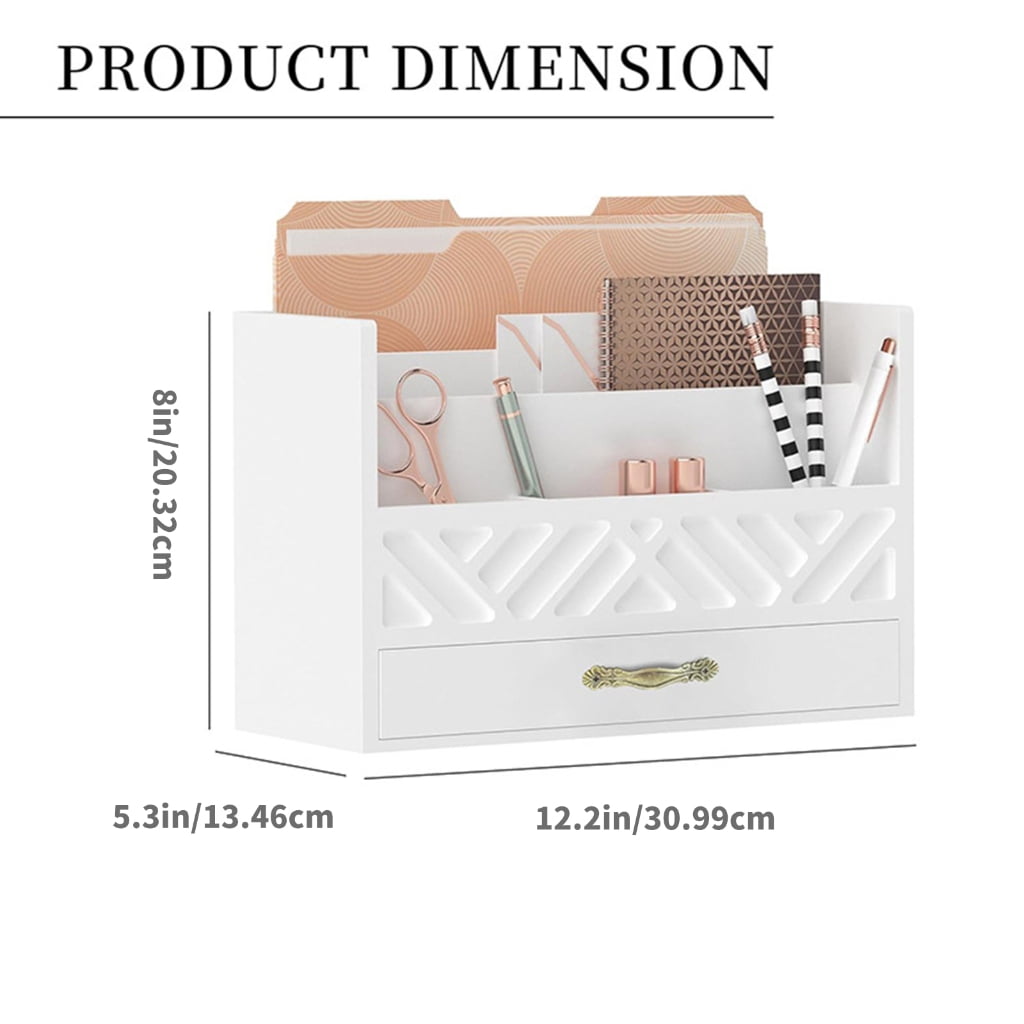 JZROCKER Multifunctional Wood File Organizers for Desk With Drawer Portable Accessory for Home Office and School Use
