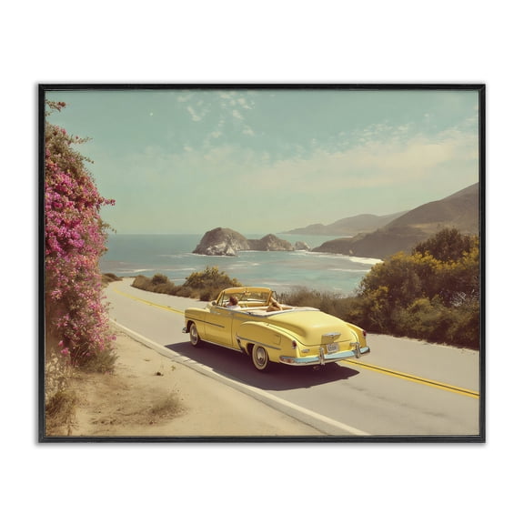 Stupell Industries Vintage Yellow Ride Black Framed Giclee Art, design by Franklyn Gregory
