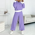 thumbnail image 2 of Womens 2 Piece Outfits Cotton Fleece Sweatsuits Crop Hoodie and Wide Leg Sweatpant Sets Casual Fall Track Suits (XL, Purple), 2 of 7