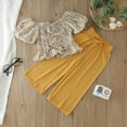 thumbnail image 2 of Kwasome Summer Girls Outfits Baby Clothes Girls Toddler Sleeveless Kids Floral Prints Top Outfits Set Pants Outfits Set Yellow 5-6 Years, 2 of 6
