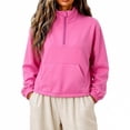 thumbnail image 3 of Gytharion Women's Cropped Sweatshirts Half Zip Long Sleeve Sporty Pullovers High Collar Solid Color Loose Fit Casual Tops for Fall and Winter, 3 of 8