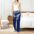 thumbnail image 4 of Salouo Christmas Blue Print Women's Pajama Pants Casual Loose Sweatpants PJs Flowy Pants Drawstring Palazzo for Women Wide Leg Pants Lounge Pajama -Small, 4 of 8
