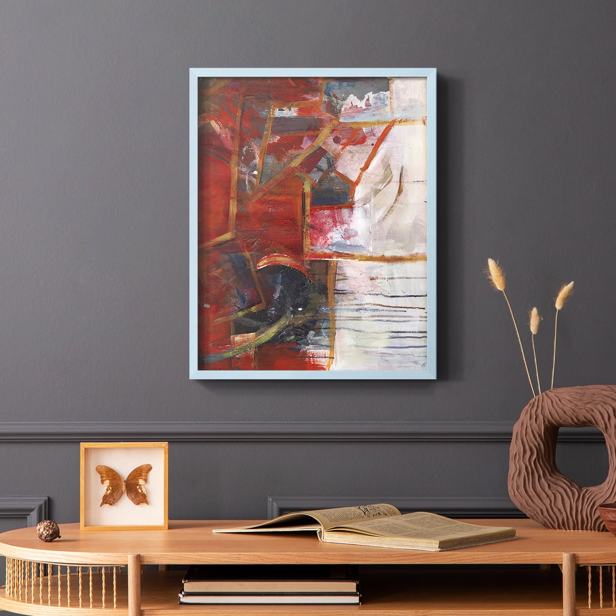 City Life IV Framed Print in Blue Solid Wood Framed Print No Nail Hanging