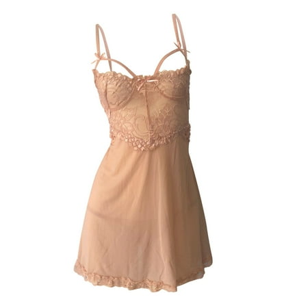 

zuwimk Womens Lingerie Lingerie for Women Honeymoon V Neck Chemise Exotic Open Front Negligee Pink L