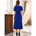 thumbnail image 4 of DARING DIVA Ruffle Crew Neck Short Sleeve Cocktail Midi Dress S Royal Blue, 4 of 6