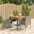 thumbnail image 1 of vidaXL 5 Piece Garden Dining Set with Cushions Grey Poly Rattan, 1 of 5