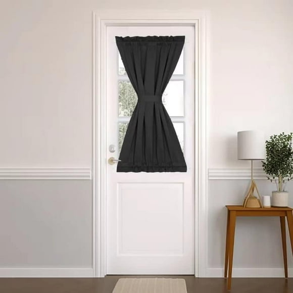 shiyou-Small Door Window Curtains French Door Curtains Room Darkening Patio Door Thermal Curtain Panels Side Lights Door Panels 25x40 Inch Black 1 Panel Curtains