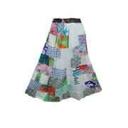 Mogul Summer Rayon Patchwork Skirt Boho Gypsy Hippy Printed Maxi Skirts