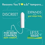 o.b. Tampons No Applicator, Unscented - 40ct, Applicator-Free Tampons Regular, Feminine Care, ob Tampon Regular, Period Products