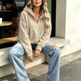 thumbnail image 2 of Asgosdo Womens Oversized Sweatshirts Fleeze Fleece Long Sleeve Half Zip Fall Hoodies Winter Casual Warm Outfits, 2 of 6