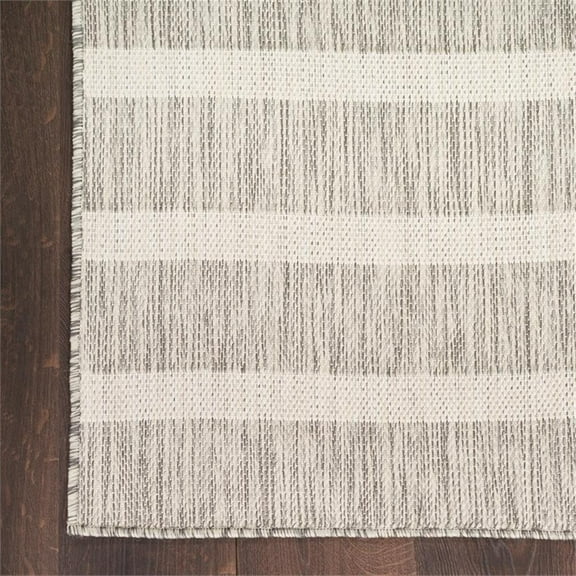 Pemberly Row Contemporary 7' x 10' Fabric Grey Ivory Area Rug