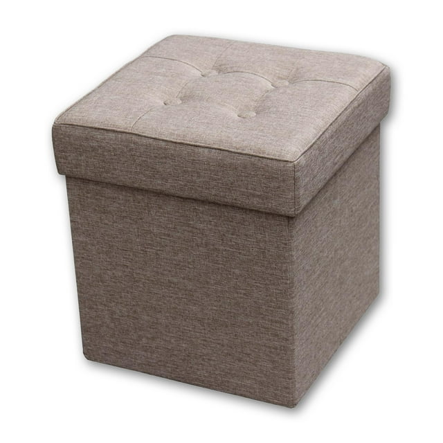 ITY International - Ottoman Pliant avec Rangement, 15 Pouces x 15 Pouces x 15 Pouces, Beige