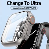 YuiYuKa 3 Pack Upgrade Case+Glass For Apple Watch Case 45mm 41mm Series 8 7,44mm 40mm Series SE 6 5 4 Upgrade To Apple Watch Ultra 49mm Screen Protector PC Cover For iwatch SE 6 5 40mm 44mm
