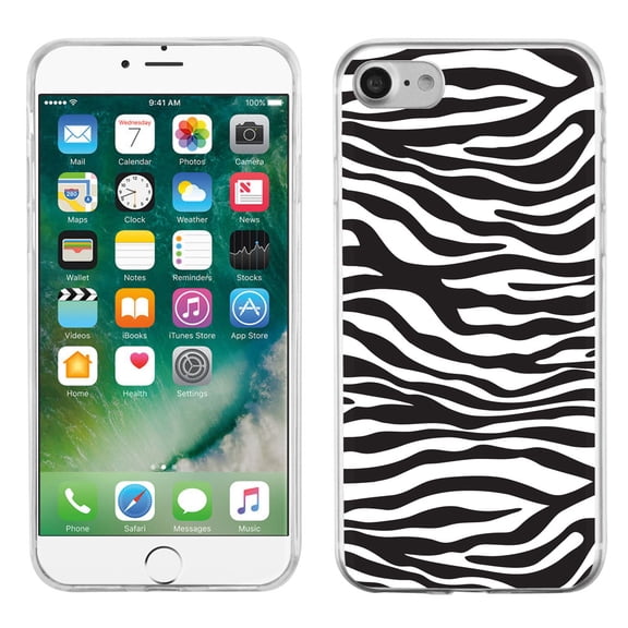 Slim-Fit Case for Apple iPhone 8, OneToughShield ® Premium TPU Gel Phone Case - Zebra B/W