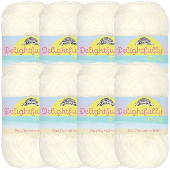 JubileeYarn Delightfully Fine Yarn - Lace Weight Bamboo - 50g/Skein - 19 Snow White - 8 Skeins