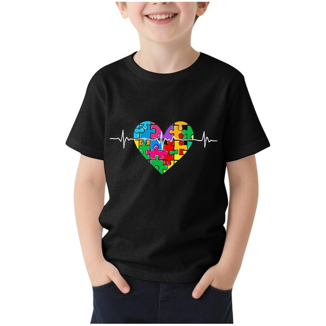 WRKEKC T-Shirts pour Garçons, Hauts d'Été pour Adolescents, T-Shirts Décontractés à Col Rond Imprimé Graphique Ample à Manches Courtes pour Garçons et Filles