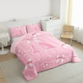 thumbnail image 3 of Castle Fairy Girls Female Cartoon Ribbon Bow Initial Alphabet A Full Size Comforter Sets 3-Piece,Dreamy Princess Bedding Comforter Set,Cute Bow Knot Lightweight Bedding Sets,Breathable Home Decor, 3 of 8