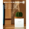 thumbnail image 2 of LAICAIW Cactus Humidifiers with Night Light, Mini Cool Mist Humidifier 280ml USB Portable Air Diffuser, Auto Shut-off, Gift for Christmas, Valentines, for Bedroom, Baby, Travel, Desktop, Home, Offic, 2 of 7