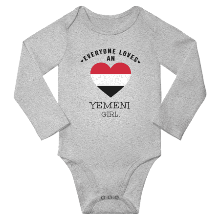 

Everyone Loves An Yemeni Girl Baby Long Slevve Bodysuit Outfits (Gray 12-18 Months)