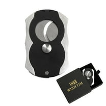 Stainless Steel Cigar Cutter with Gift Box,Double Blade for a Precise Perfect Cut(Black Silver)