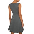 thumbnail image 6 of Einccm Women's Sleeveless V Neck Ruched Drawstring Mini Dress Solid Color Bodycon Wrap Style for Casual Summer Wear, Date Night, Parties and Weekend Outfits, 6 of 7