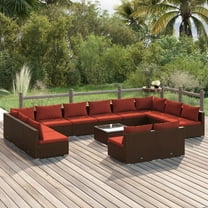 vidaXL 13 Piece Patio Lounge Set with Cushions Brown Poly Rattan