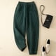 thumbnail image 4 of Pantalones de mujer holgados Gibobby Pantalones Haren gruesos informales retro sueltos Verde M, 4 of 5