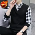 thumbnail image 3 of Camiseta polo para hombre de gran tamaño con empalme superior, ropa de invierno para hombre, de punto, de gran tamaño, a rayas, moda Harajuku, de una pieza, de lujo coreano F, 3 of 5