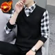 thumbnail image 3 of Camiseta polo para hombre de gran tamaño con empalme superior, ropa de invierno para hombre, de punto, de gran tamaño, a rayas, moda Harajuku, de una pieza, de lujo coreano F, 3 of 5