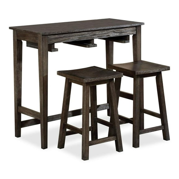 Furniture of America Elda Wood 3-Piece Counter Height Table Set in Gray