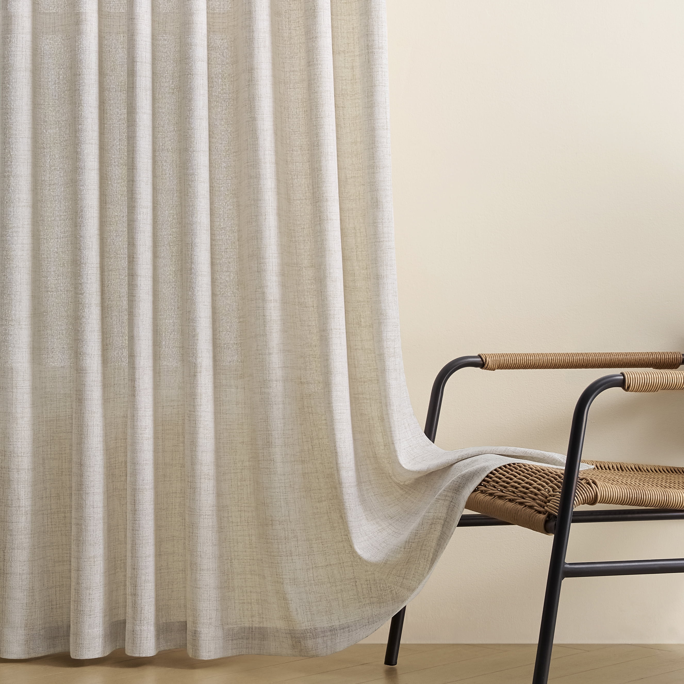 Muuphra Pinch Pleated Light Filtering Linen Blended Curtains with Metal Rings and Hooks for Living Room Bedroom,2 Panels,Cream Beige,40"×63"