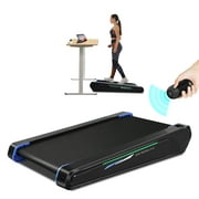 Tikmboex Walking Pad Treadmill with 5% Incline, 2.5HP Under Desk Treadmil with Remote and Unique Lamp Strip Design for Walking Running, Black & Blue 300 Lbs Capacity