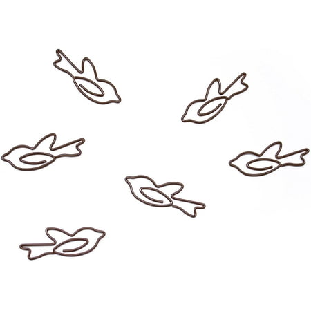 100 Count Brown Birds Shaped Paper Clips, Birds Lover Cute Gifts, Office Supplies, Desk Organization