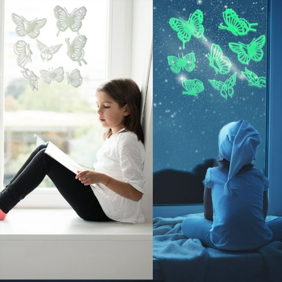 AURIGATE Glow in The Dark Stickers, Luminous Butterfly Wall Ceiling Decal Murals for Nursery Baby Girl Boy Relaxing Ambience for Adults Home Bedroom Living Room Decoration