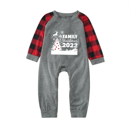 

ketyyh-chn99 Pajamas Family Set Bear Christmas Pjs Deer Plaid Print Long Sleeve T Shirt Top And Pants Pajamas for Family Flannel Set