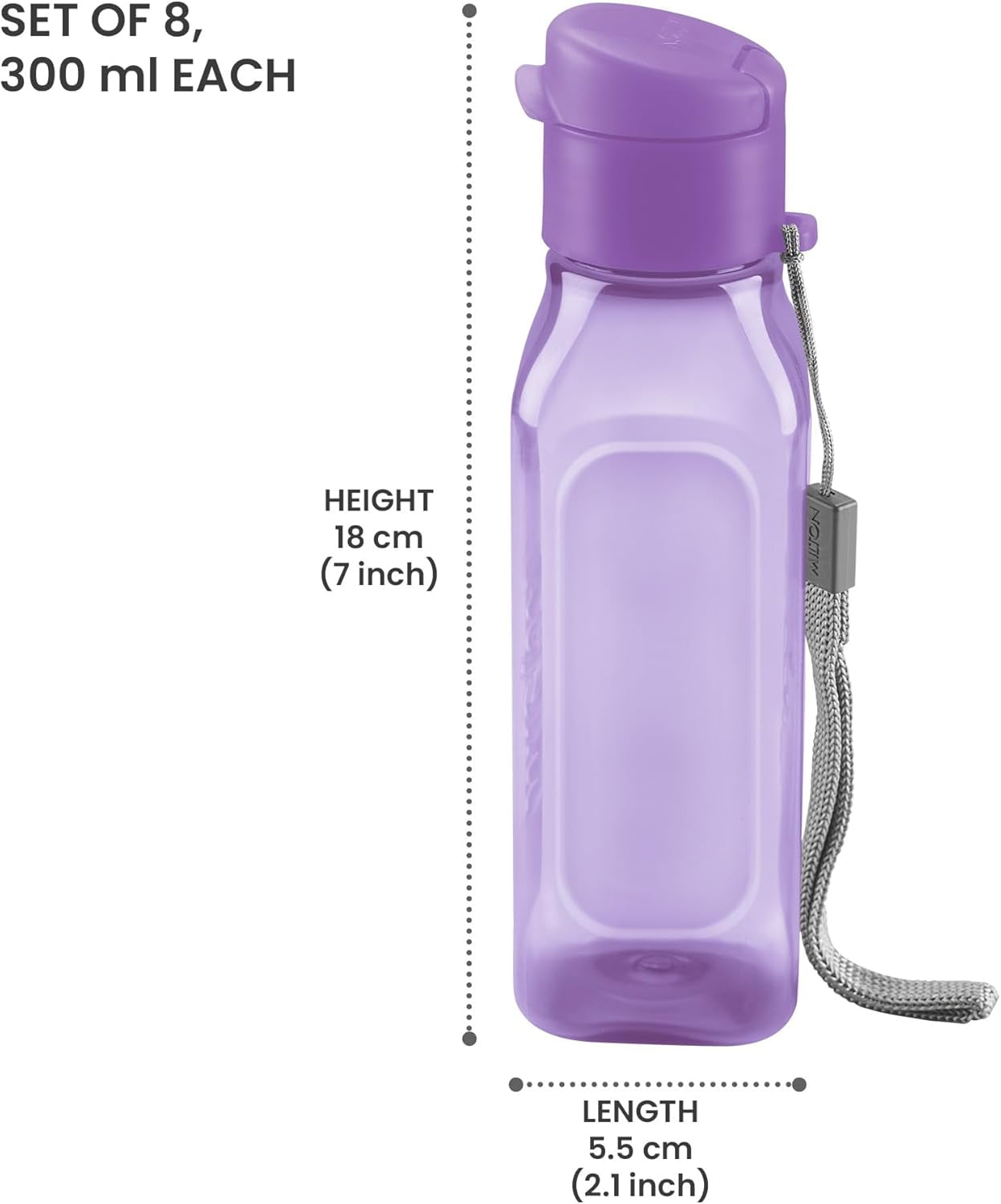 MILTON 8 Pack 10oz Reusable Water Bottles with Carry Strap – Multicolor