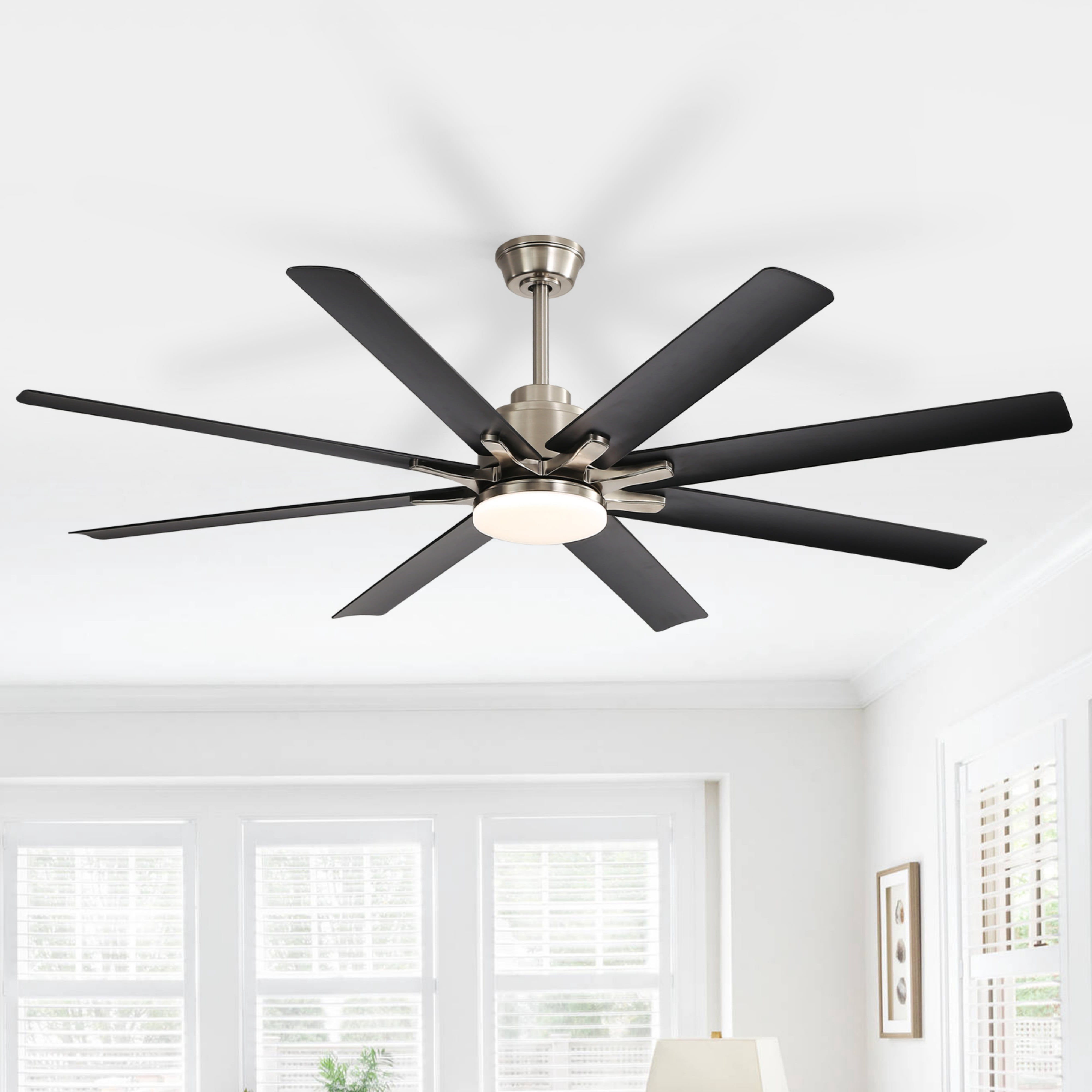 Sofucor 52" Modern Black Ceiling Fan with Light ,Phone APP and Remote,Voice Control