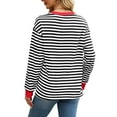 thumbnail image 5 of Karoyedx Women Crew Neck T Shirt Striped t Shirts for Women Long Sleeve Tops Crew Neck Fitted Tees Casual Trendy Outfits Red Size,S, 5 of 9