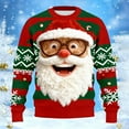 thumbnail image 2 of Christmas Sweater Women Men Funny Santa Claus Knitted Christmas Sweatshirts for Couples 3D Graphic Xmas Pullover,Red,L, 2 of 3