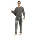 thumbnail image 2 of LNFINTDO Mens Pajama Sets Long Sleeve Thermal Shirts Flannel Pajama Bottoms Mens Sleep Loungewear Sets Soft Warm Plaid Pj Set for Men, Grey & Grey Plaid, Large, 2 of 7