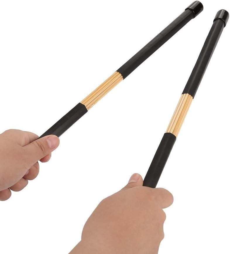 ABCISI 3Pairs Wood Brush Drum Sticks, 16inch 19 Bundle Rods Drumsticks Drum Brushes Sticks Rod Drumsticks Music Instrument Accessory for Jazz, Folk, Small Venue and Acoustic Performance (Black)