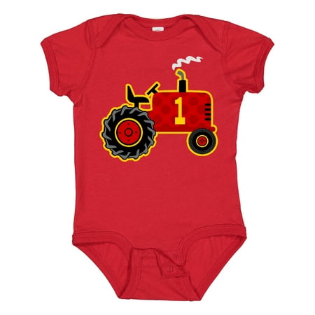 

Inktastic Red Tractor 1st Birthday Gift Baby Boy Bodysuit