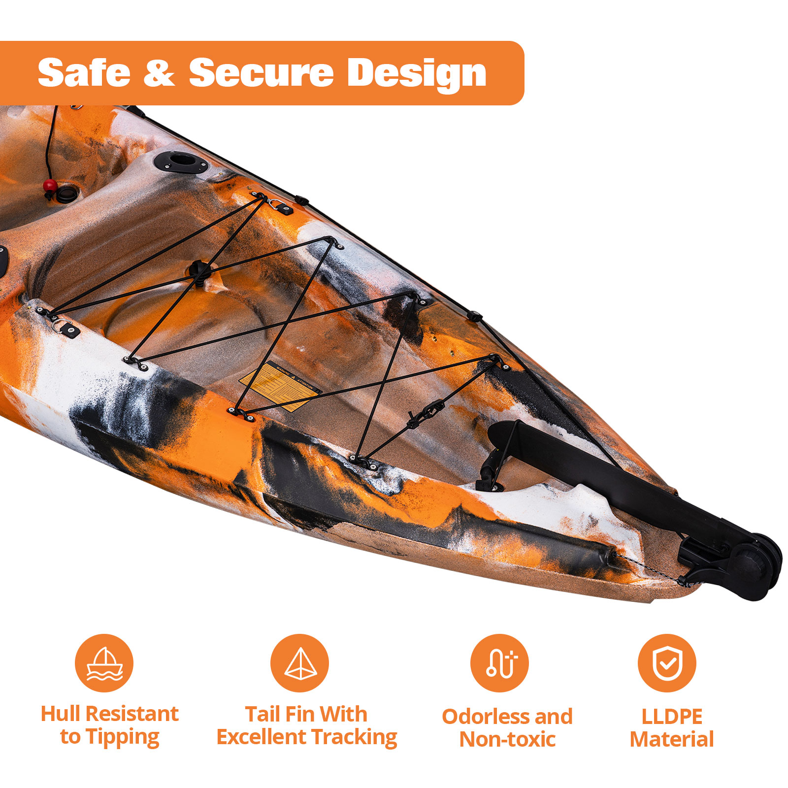 Fishing Kayak 11.9FT Sit On Top Kayak, Includes Paddle, Comfortable Seat, Hard Shell Recreational Ocean Kayak