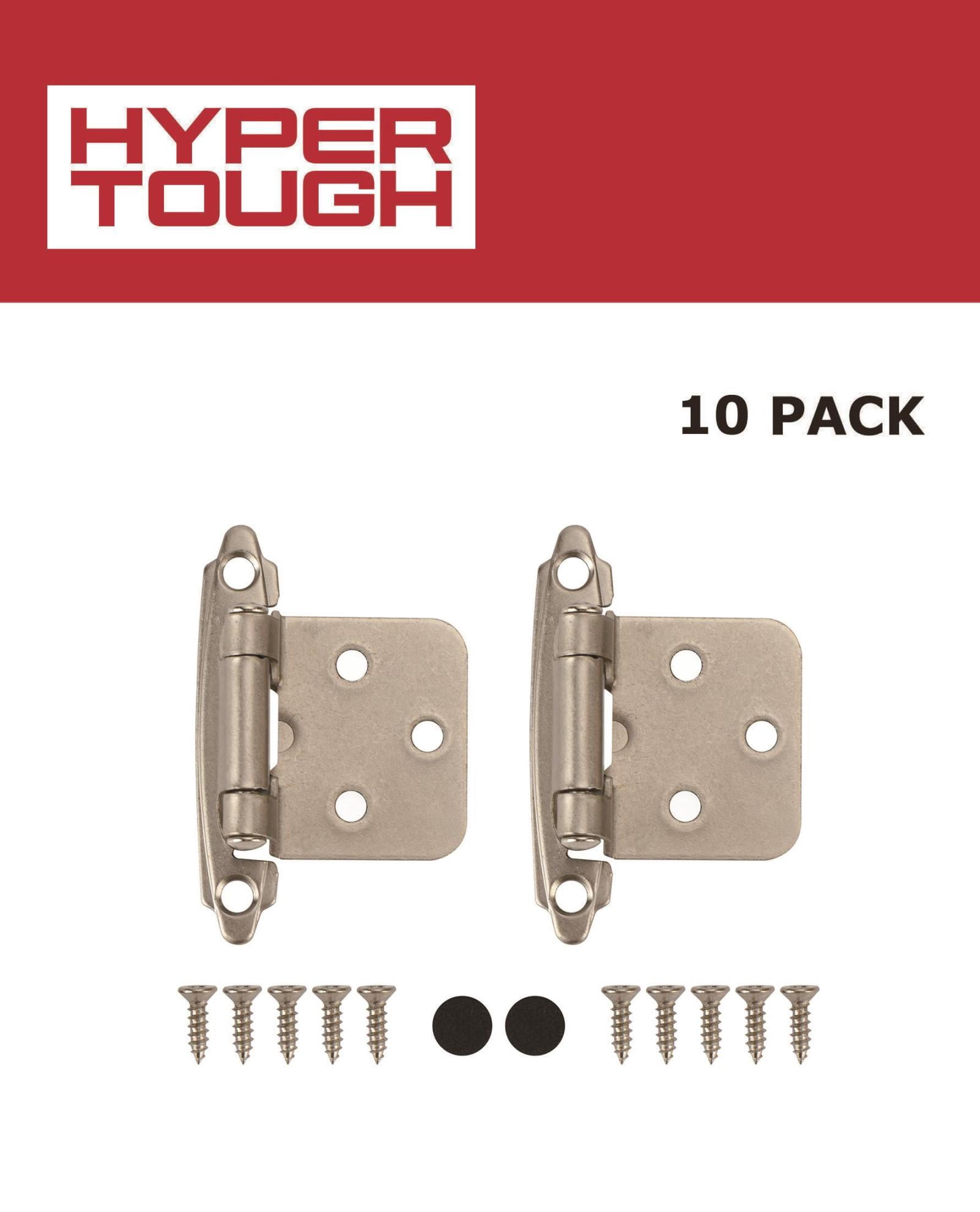 Hyper Tough Cabinet Hinge, Satin Nickel, 10 Pack
