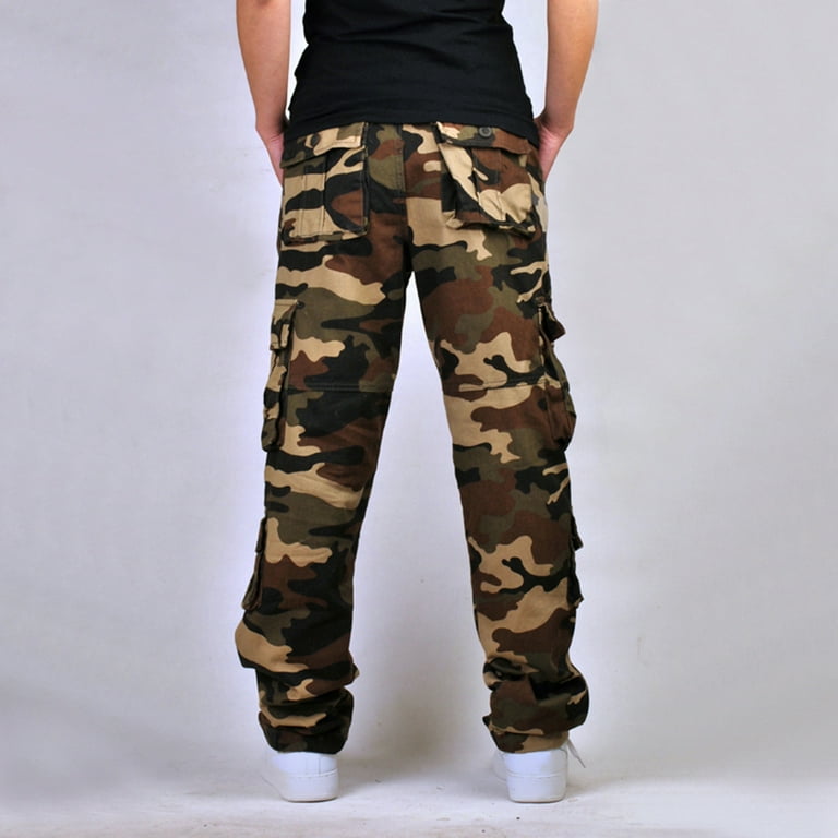 Hvyesh Men Camo Cargo Pants Baggy Military Army Camo Pants Combat Work Pants Athletic Hiking Training Gym Joggers Big and Tall Camo Sweatpants Trendy Multi Pockets Full Trousers Walmart